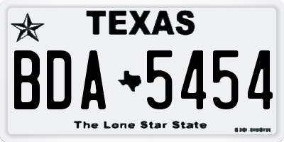 TX license plate BDA5454