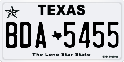 TX license plate BDA5455