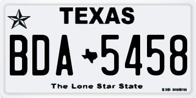 TX license plate BDA5458