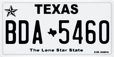 TX license plate BDA5460