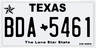 TX license plate BDA5461