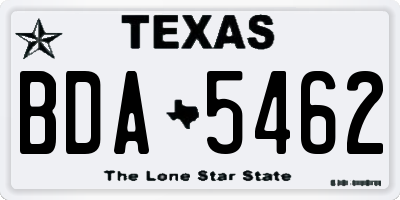 TX license plate BDA5462