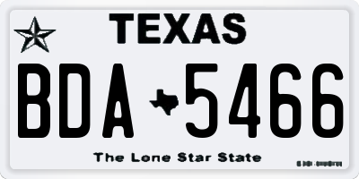 TX license plate BDA5466