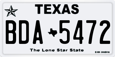 TX license plate BDA5472