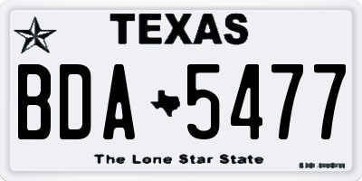TX license plate BDA5477