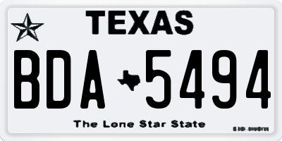TX license plate BDA5494