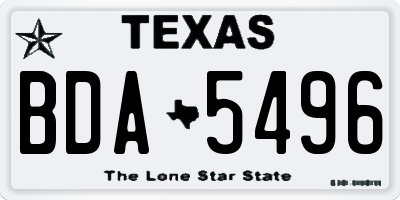 TX license plate BDA5496