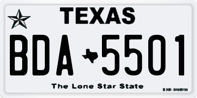 TX license plate BDA5501