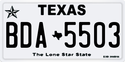 TX license plate BDA5503