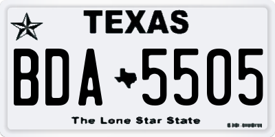TX license plate BDA5505