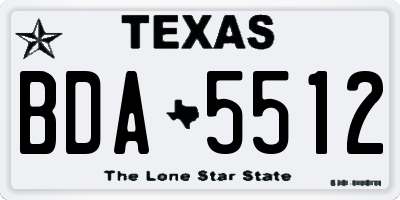 TX license plate BDA5512