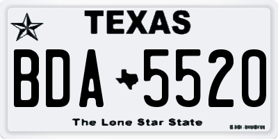 TX license plate BDA5520
