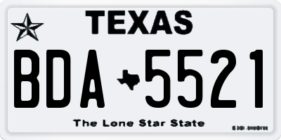 TX license plate BDA5521