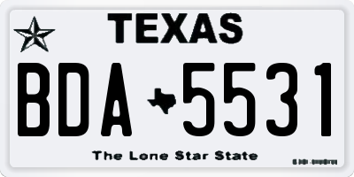 TX license plate BDA5531