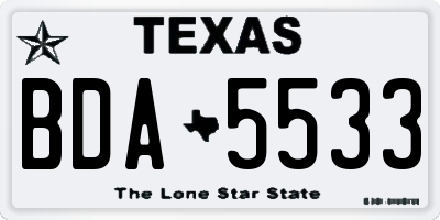 TX license plate BDA5533