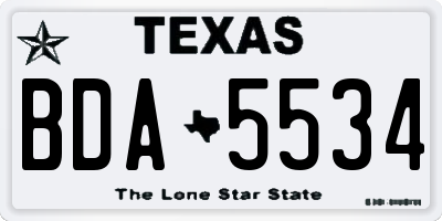 TX license plate BDA5534
