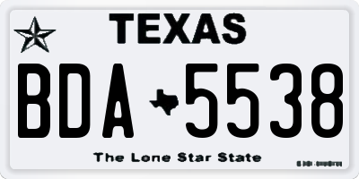 TX license plate BDA5538