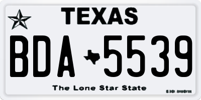 TX license plate BDA5539