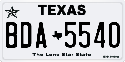 TX license plate BDA5540