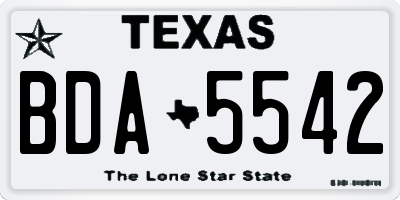 TX license plate BDA5542