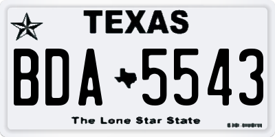 TX license plate BDA5543