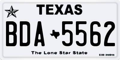 TX license plate BDA5562