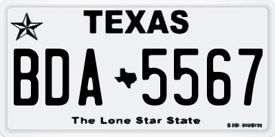 TX license plate BDA5567