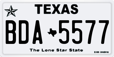 TX license plate BDA5577