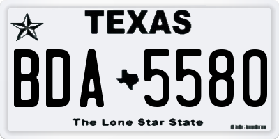 TX license plate BDA5580