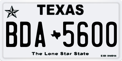 TX license plate BDA5600