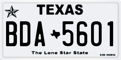 TX license plate BDA5601