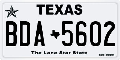 TX license plate BDA5602
