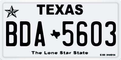 TX license plate BDA5603