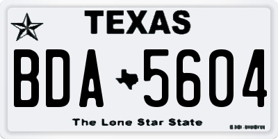 TX license plate BDA5604