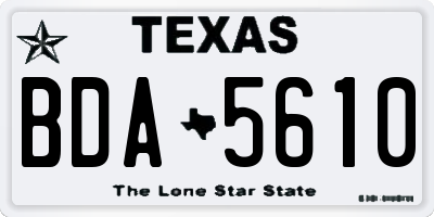 TX license plate BDA5610
