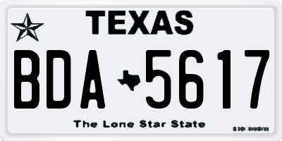 TX license plate BDA5617