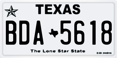 TX license plate BDA5618