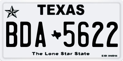 TX license plate BDA5622