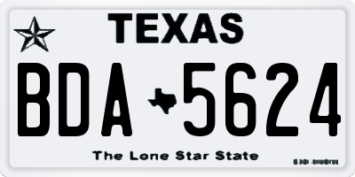 TX license plate BDA5624