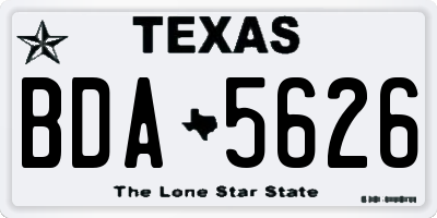 TX license plate BDA5626