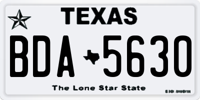 TX license plate BDA5630