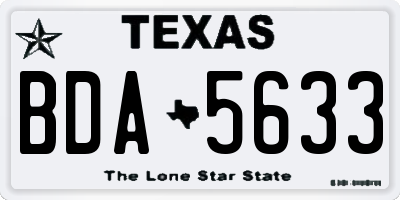 TX license plate BDA5633