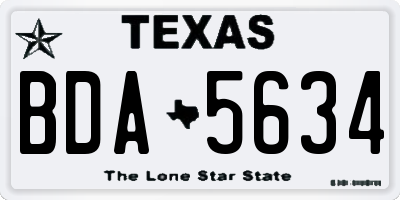 TX license plate BDA5634