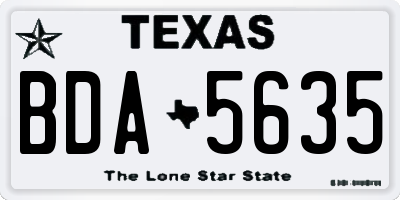 TX license plate BDA5635