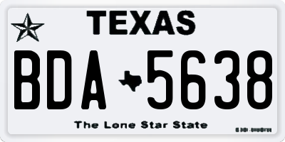 TX license plate BDA5638