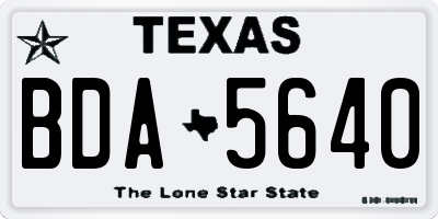 TX license plate BDA5640