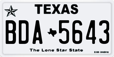 TX license plate BDA5643