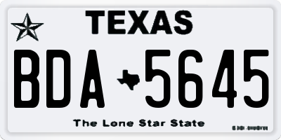 TX license plate BDA5645