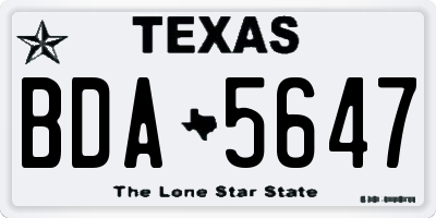 TX license plate BDA5647