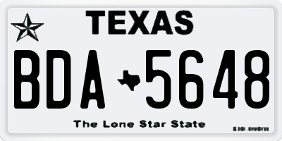 TX license plate BDA5648